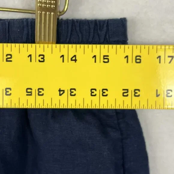 J.Crew Pants Women's Size M Navy 100% Linen Wide Leg Drawstring Pockets Relaxed - Picture 3 of 9